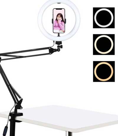 Puluz Desktop arm stand with 26cm LED Vlogging Ring PKT3090B