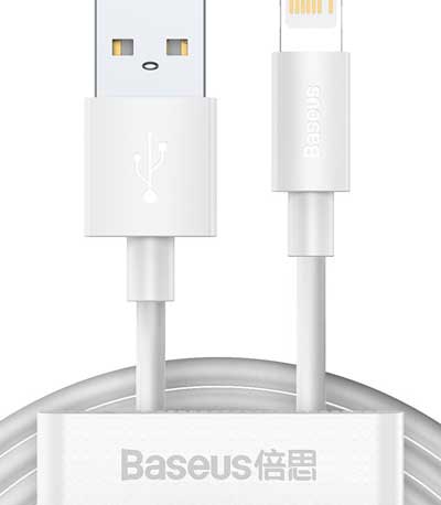Baseus Simple Wisdom Data Cable Kit USB to Lightning 2.4A (2PCS/Set）1.5m White