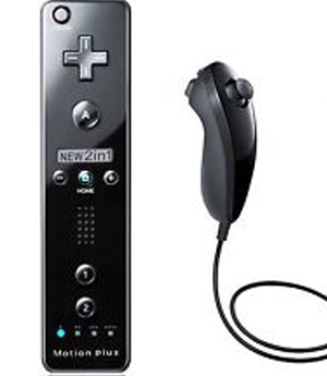 OEM Black Motion Plus Sensor Remote Controller + Wired Nunchuck Black Bundle for Nintendo Wii/WiiU