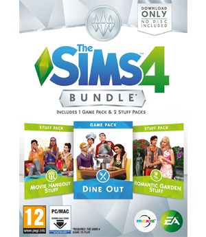 The Sims 4 Bundle ( Movie Hangout - Dine Out - Romantic Garden Stuff ) PC NEW