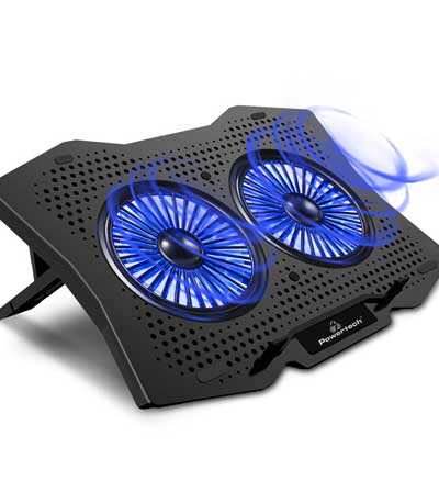 POWERTECH Βάση & ψύξη laptop PT-929, έως 18", 2x 110mm fan, LED, μαύρο