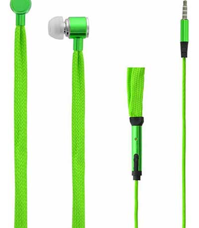 Lamtech Shoelace In-ear Handsfree με μικροφωνο Βύσμα 3.5mm Πράσινο (LAM020342)