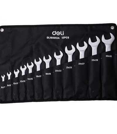 Double Open End Wrench Sets 12 pcs Deli Tools EDL160012A