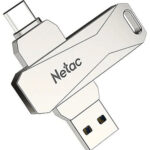 NETAC USB Flash Drive U782C, 128GB, USB 3.0 & USB Type-C, OTG, ασημί