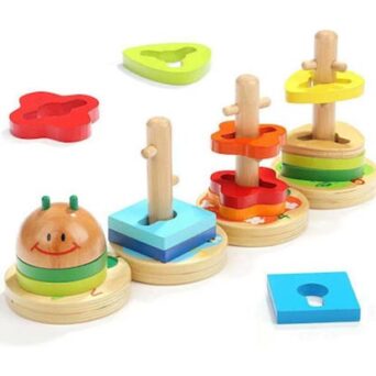 Top Bright Παιχνίδι Κάμπια από Ξύλο Caterpillar Stacking Set (7152)
