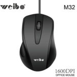 Weibo M-32 Ενσύρματο Ποντίκι Μαύρο 1600dpi, 115x65mm