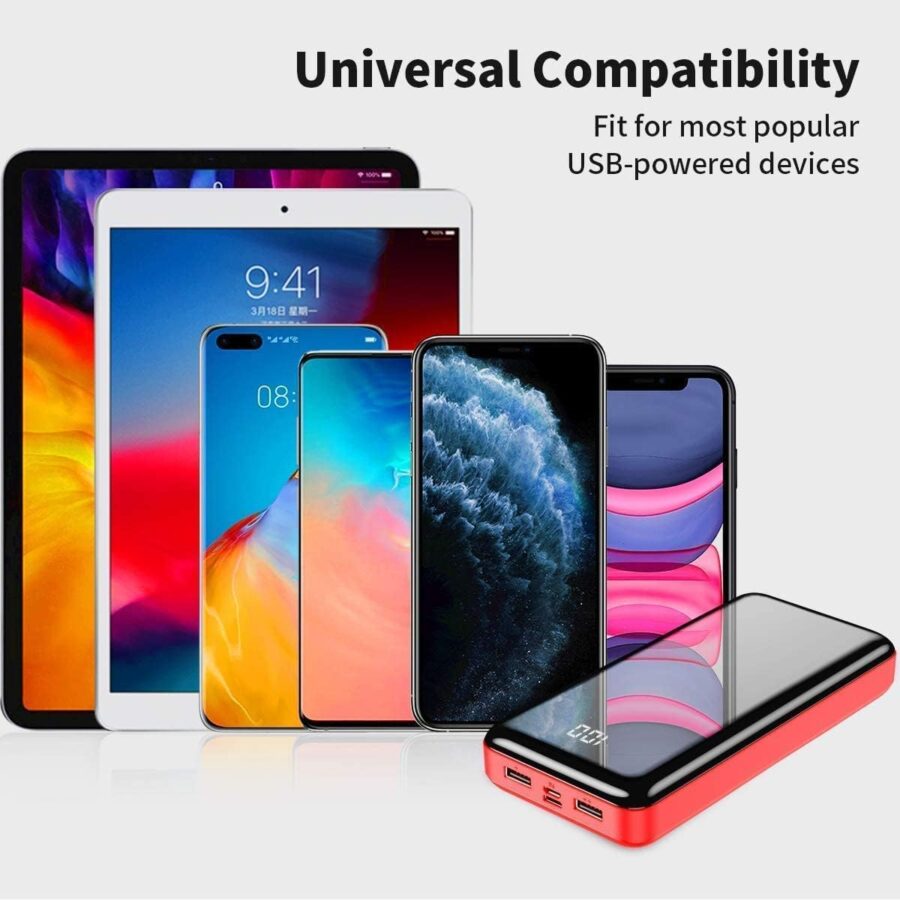 Nornss Portable Charger Power Bank NS-89 30000mAh with LCD Digital Display and USB-C Input, Dual USB (Black)