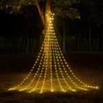 50 LED Star Waterfall Lights - Χριστουγεννιάτικα Λαμπάκια σε Θερμό Λευκό Χρώμα Ηλιακά τύπου Κουρτίνα 18779-71