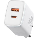 BASEUS Ταχυφορτιστής (Αντάπτορας ) με 2 Θύρες USB-A και USB-C 20W Λευκός Baseus (CCXJ-B02)