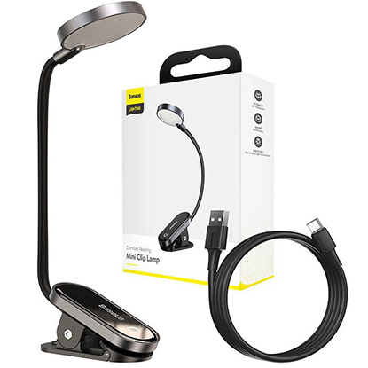 Baseus Mini Reading Clip Lamp Φωτιστικό Γραφείου με Εύκαμπτο Βραχίονα και Κλιπ σε Μαύρο Χρώμα (DGRAD-0G)