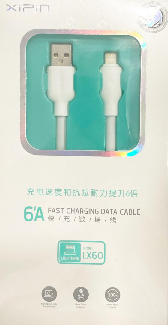 XiPin LX60 USB to Lightning 6A Fast Charging Cable Λευκό