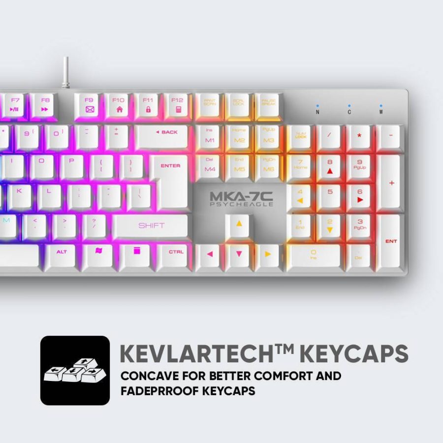 Armaggeddon Mechanical Keyboard MKA-7C Phycheagle , με Custom Blue διακόπτες και RGB, White (Αγγλικό US)