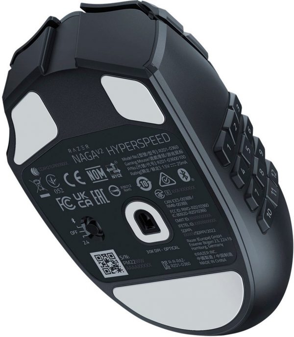 Razer NAGA V2 HYPERSPEED – Wireless MMO Gaming Mouse – 30K DPI – 2.4GHZ / Bluetooth – 19 Buttons