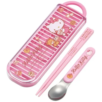 Benelic / Studio Ghibli HELLO KITTY Παιδικό Σετ Φαγητού (Κουτάλι, Chopsticks) - Sweety Pink