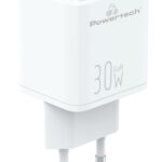 POWERTECH φορτιστής τοίχου PT-1092 USB & USB-C, PD & QC 30W, GaN, λευκός