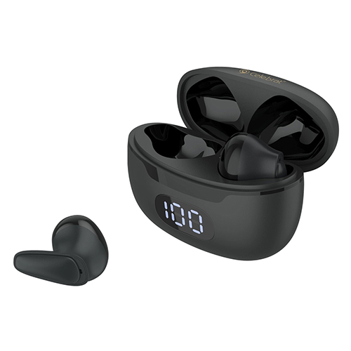 CELEBRAT Earphones με Θήκη Φόρτισης TWS-W34, True Wireless, Μαύρα (W34-BK)