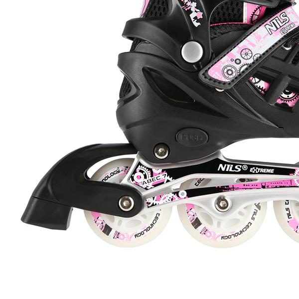 Αυξομειούμενα Roller NH 10905 ΣΕΤ 4 ΣΕ 1 INLINE SKATES NILS EXTREME Μαυρο/Ροζ LED-Medium(35-38)