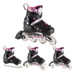 Αυξομειούμενα Roller NH 10905 ΣΕΤ 4 ΣΕ 1 INLINE SKATES NILS EXTREME Μαυρο/Ροζ LED-Medium(35-38)