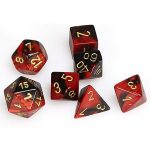 Chessex 7-Die Set Σετ Ζάρια – Gemini Black-Red/Gold Mini Polyhedral (CSX20633)