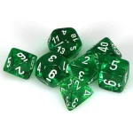 Chessex 7-Die Set Σετ Ζάρια – Translucent Green/White Mini Polyhedral (CSX20375)