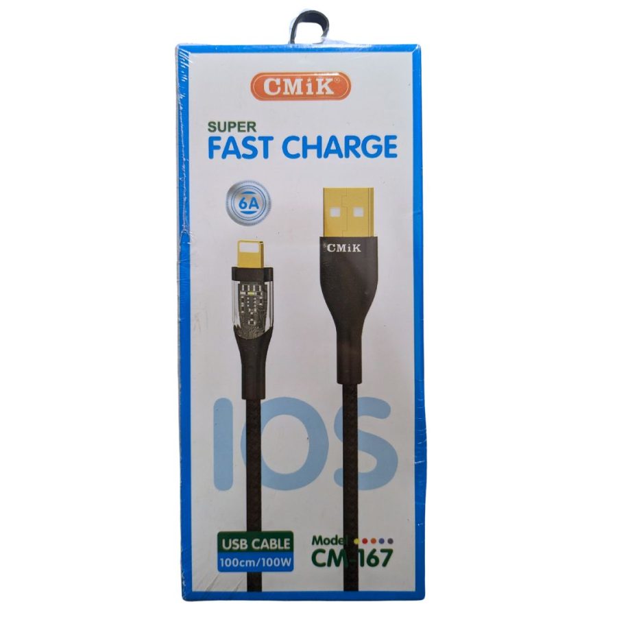 CMiK CM-167 Καλώδιο φόρτισης Fast Charge USB To Lightning For IOS, 6A 1m Μαύρο