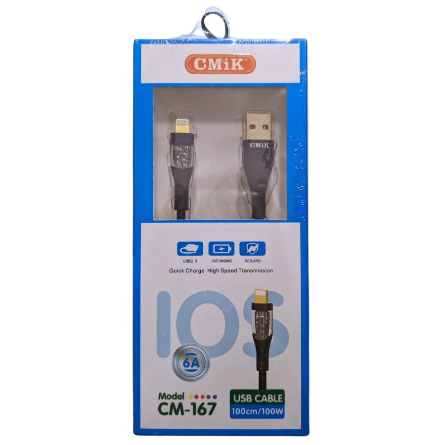 CMiK CM-167 Καλώδιο φόρτισης Fast Charge USB To Lightning For IOS, 6A 1m Μαύρο
