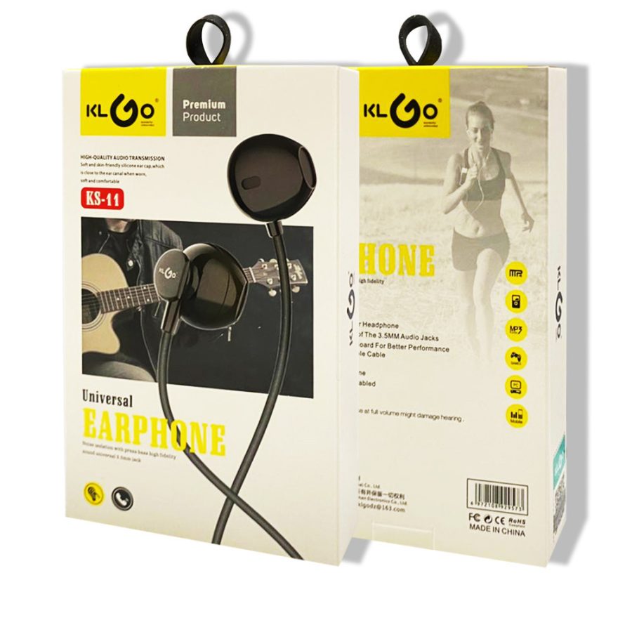 KLGO KS-11 Ακουστικά Earbuds Handsfree με Βύσμα 3.5mm Μαύρο