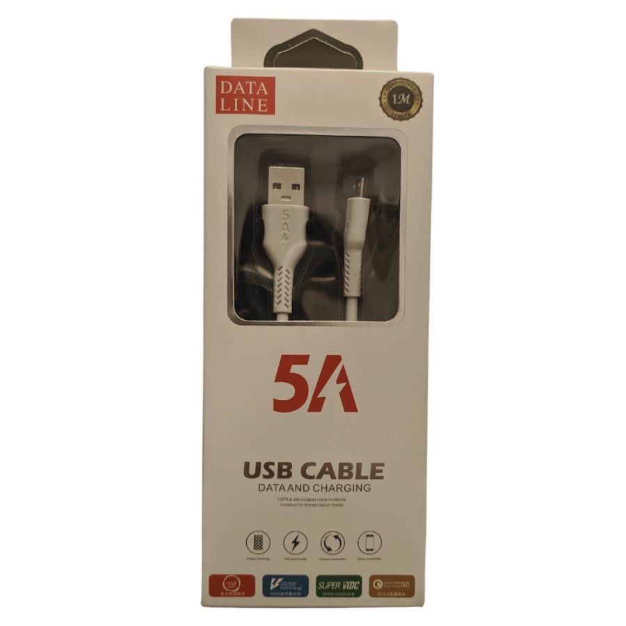 Data Line Καλώδιο Φόρτισης USB To Micro USB Data Cable 3.0A 1m Λευκό