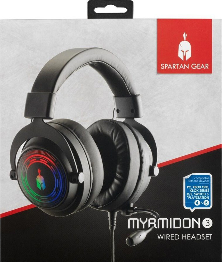 Spartan Gear - Myrmidon 3 Wired Headset (compatible with PC, PS4, PS5, XB1, Xbox series X/S, NSW) Black