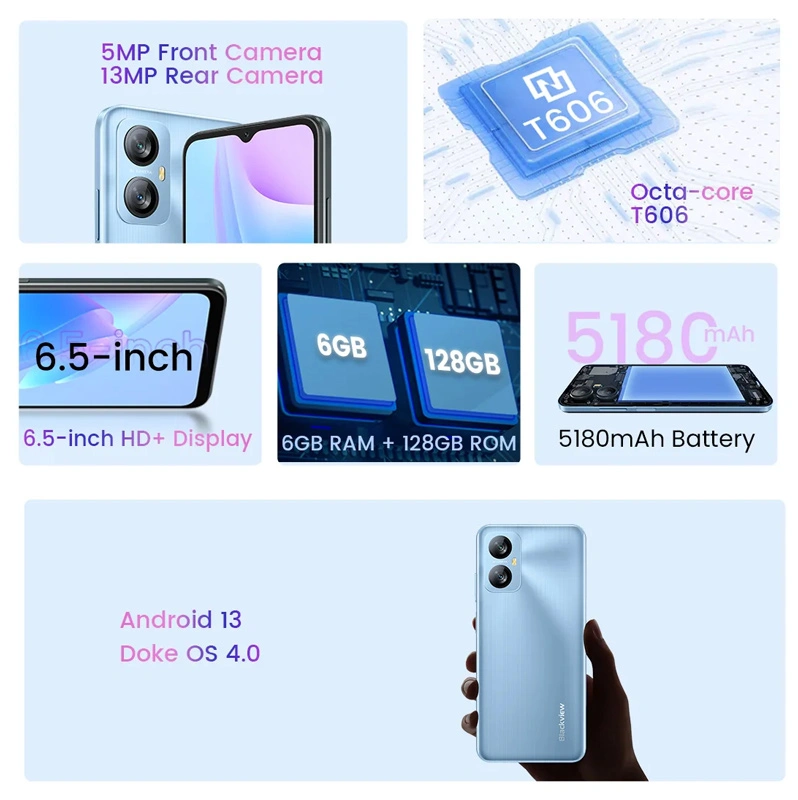 BLACKVIEW smartphone A52 Pro, 6.5", 6/128GB, 5180mAh, Android 13, μαύρο