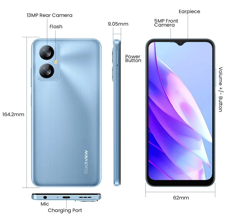 BLACKVIEW smartphone A52 Pro, 6.5", 6/128GB, 5180mAh, Android 13, μαύρο
