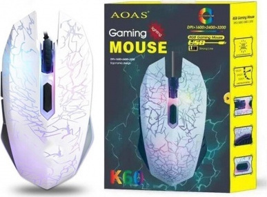 AOAS K60 Ενσύρματο Ποντίκι Λευκό (51305)