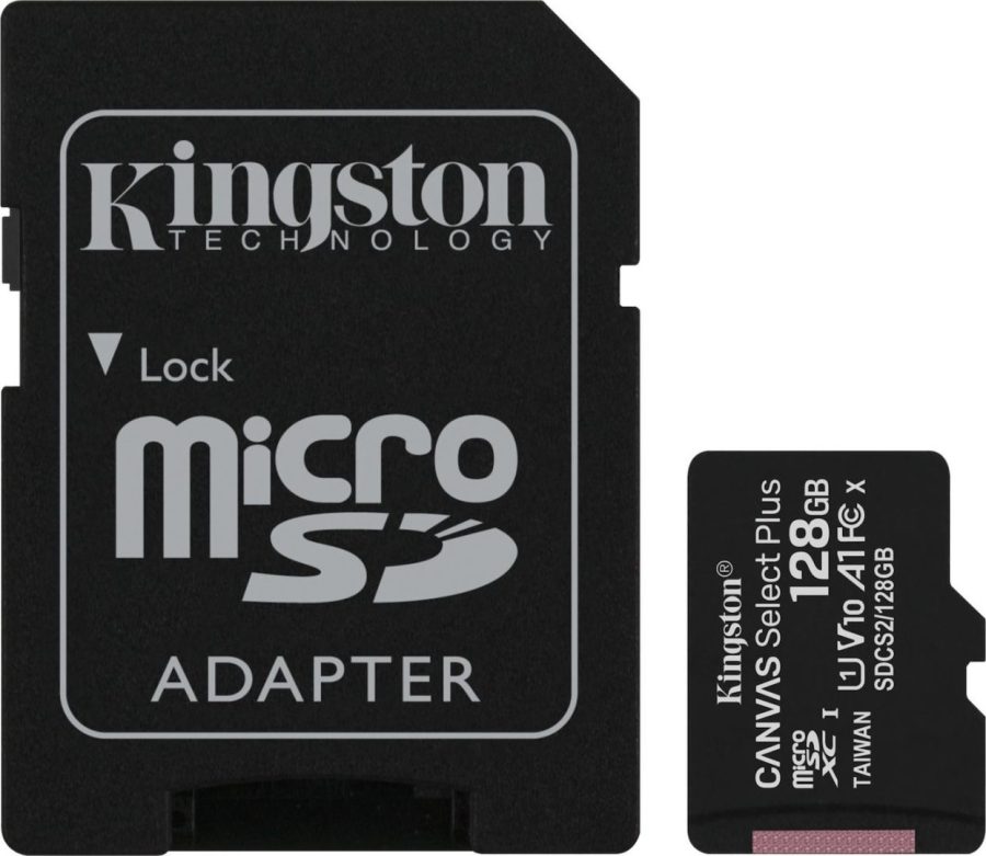 Kingston Micro Secure Digital 128GB microSDXC Canvas Select Plus 80R CL10 UHS-I Card+SD Adapter (SDCS2/128GB)
