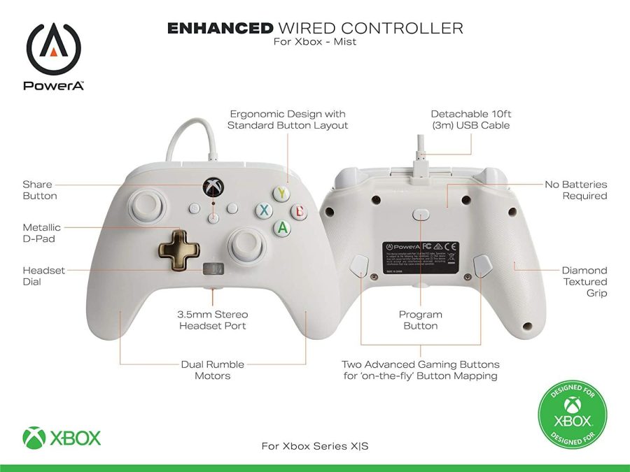 POWERA ENWIRED CONTROLLER WHITE MIST Xbox One Xbox Series