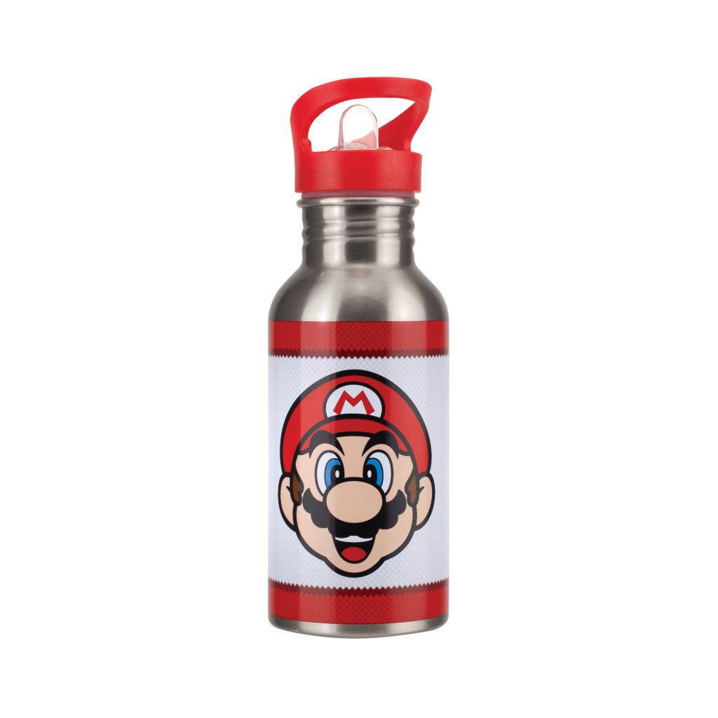 SUPER MARIO - Παγούρι Mario - Metal Water Bottle with Straw 480ml