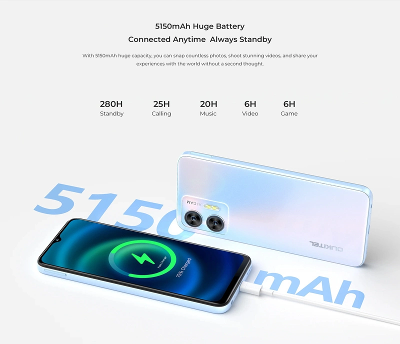 smartphone Oukitel με μεγάλη οθόνη 6.56 HD, οκταπύρηνο επεξεργαστή Android 13