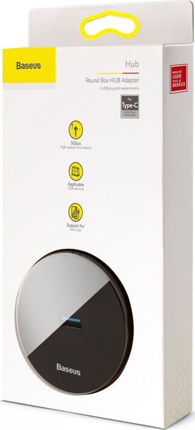 Baseus Round Box USB 3.0 Hub 4 Θυρών με σύνδεση USB-C (CAHUB-G01)