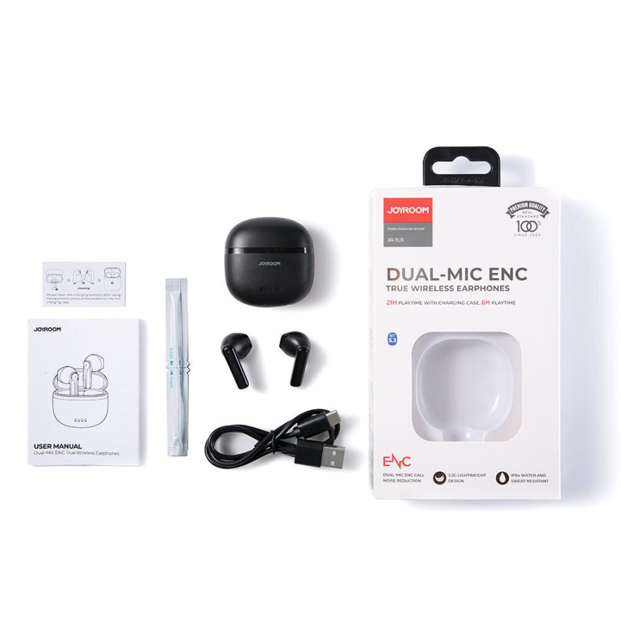 Joyroom TWS Earphones Wireless ENC Waterproof IPX4 Bluetooth 5.3 Black JR-TL11