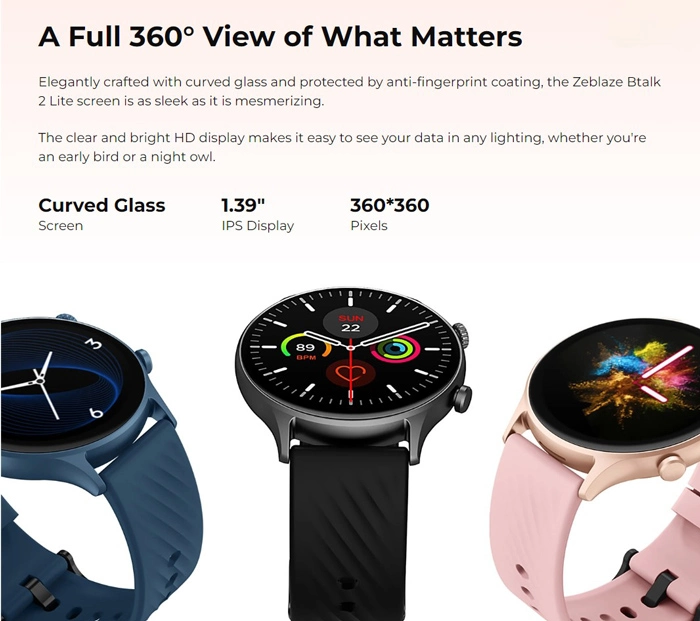 ZEBLAZE smartwatch Btalk 2 Lite, heart rate, 1.39 IPS, IP68, μαύρο