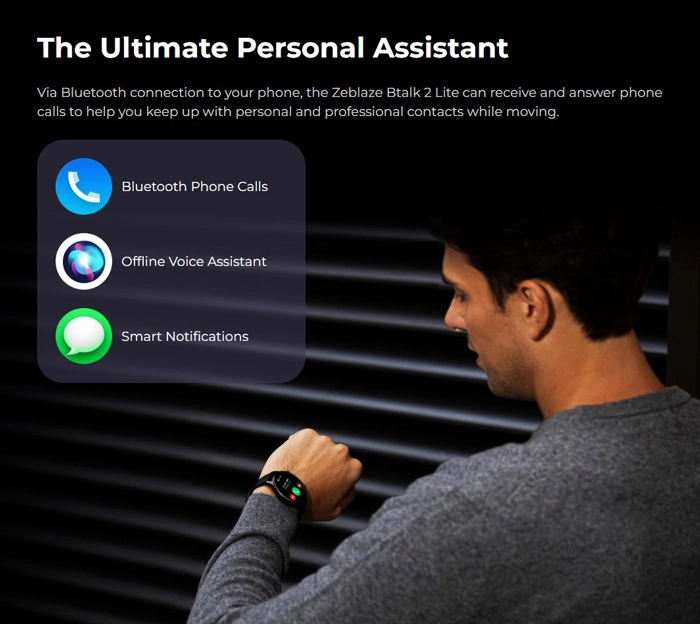 ZEBLAZE smartwatch Btalk 2 Lite, heart rate, 1.39 IPS, IP68, μαύρο
