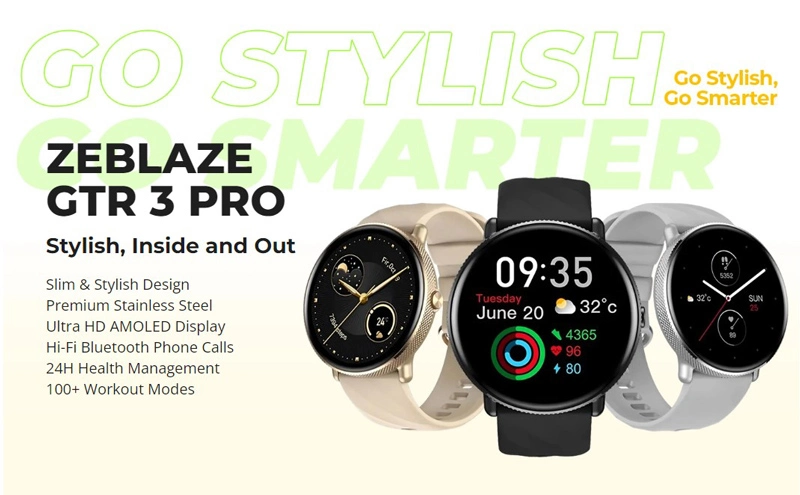 ZEBLAZE smartwatch GTR 3 Pro, heart rate, 1.43 AMOLED, IP68, μαύρο