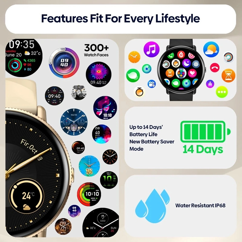 ZEBLAZE smartwatch GTR 3 Pro, heart rate, 1.43 AMOLED, IP68, μαύρο