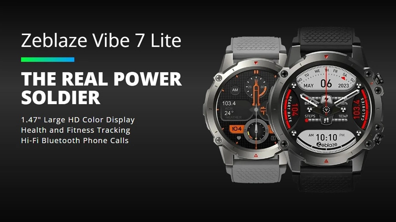 ZEBLAZE smartwatch Vibe 7 Lite, heart rate, 1.47 IPS, 3ATM IP69K, μαύρο