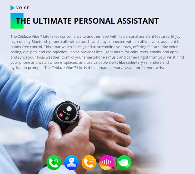 ZEBLAZE smartwatch Vibe 7 Lite, heart rate, 1.47 IPS, 3ATM IP69K, μαύρο