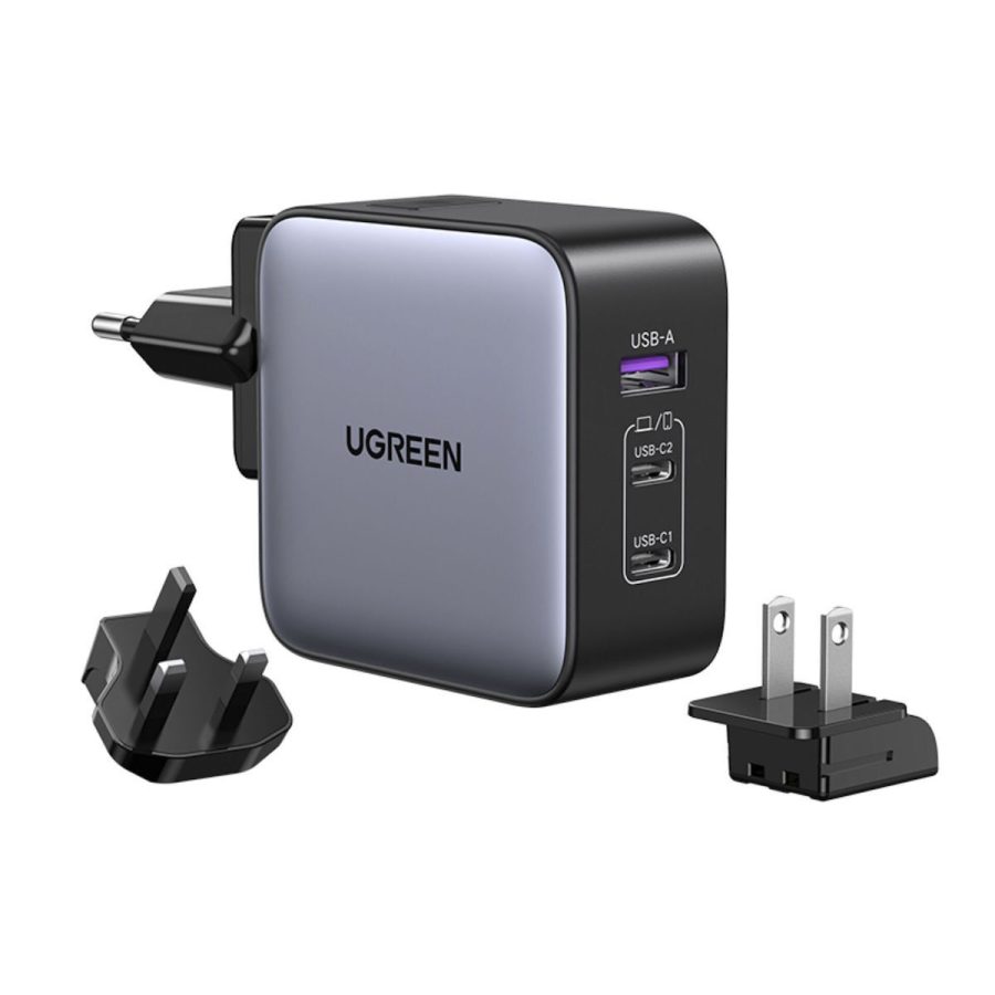 Ugreen Φορτιστής Fast Charger GaN USB / 2xUSB C 65W adapter EU / UK / US plug black CD296