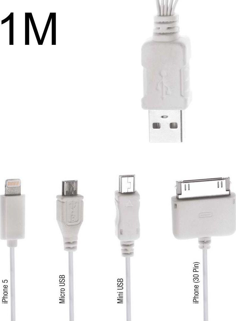 POWERTECH καλώδιο USB 4 in 1 PT-214, 1m, λευκό PT-214.