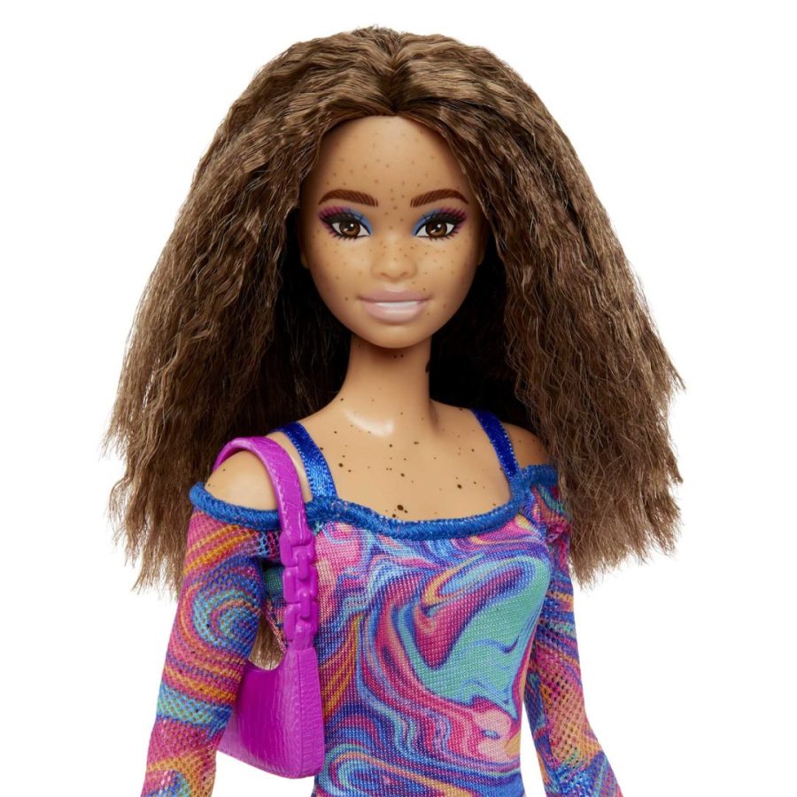 Mattel Barbie Doll - Fashionistas #206 With Crimped Hair And Freckles - Rainbow Marble Swirl Dress (HJT03) Κούκλα