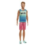 Mattel Barbie Ken Doll - Fashionistas #192 Blue Ombre "Malibu" Tank, Red Shorts Vitiligo Doll