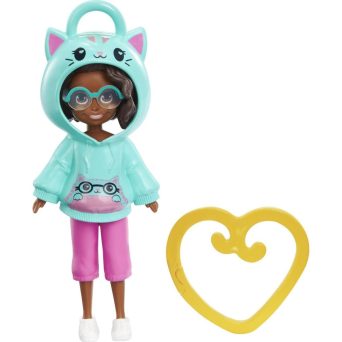 Mattel Polly Pocket: Hoodie Buddy - Cat Dark Skin Doll (HKV99)