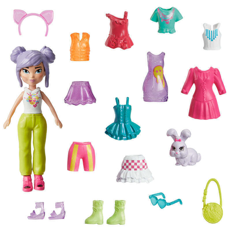 Mattel Polly Pocket: Medium Pack - Morning Walk Doll with Pet (HKV94)
